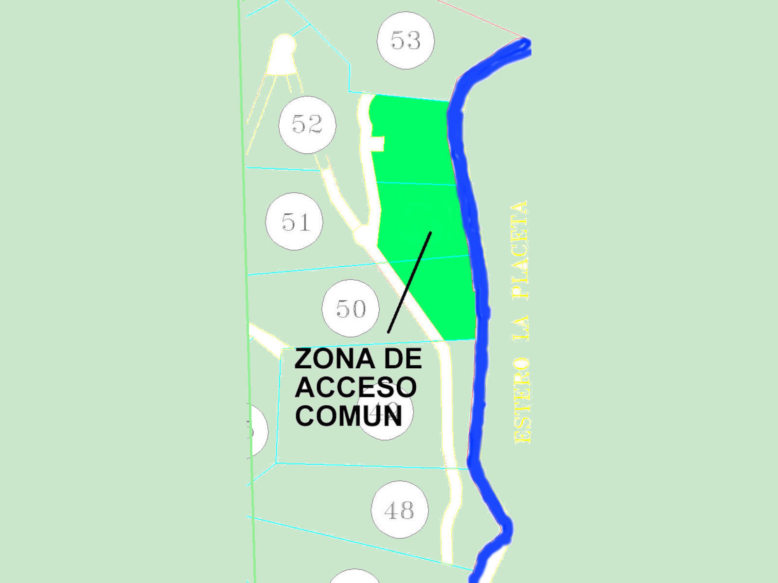 Acceso estero Macal, plano